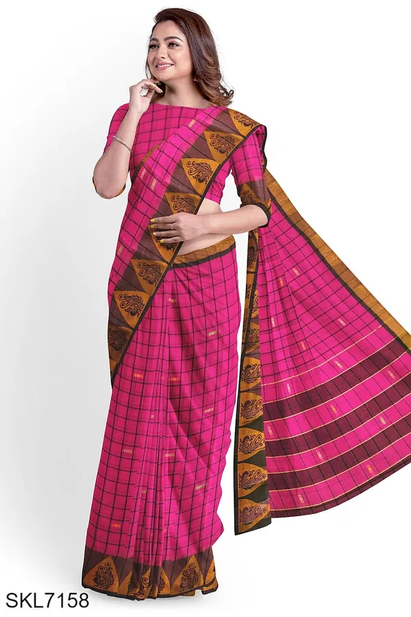 Banahatti_Gopika_Checks_Butta_Saree_Saree_Code-_SKL1551