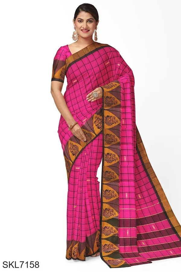 Banahatti_Gopika_Checks_Butta_Saree_Saree_Code-_SKL1551