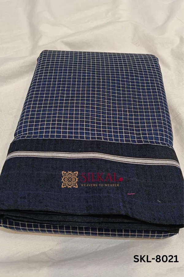 Patteda_Anchu_Checks_With_Plain_Border_Saree_Code-_SKL1216