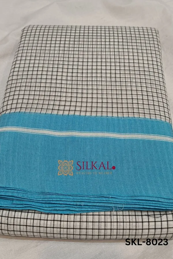 Patteda_Anchu_Checks_With_Plain_Border_Saree_Code-_SKL1015