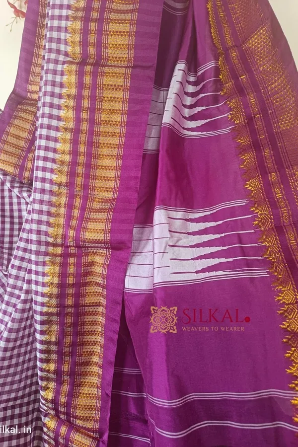 Ilkal_Small_Check_Cotton_Silk_Saree_Saree_Code-_SKL1026