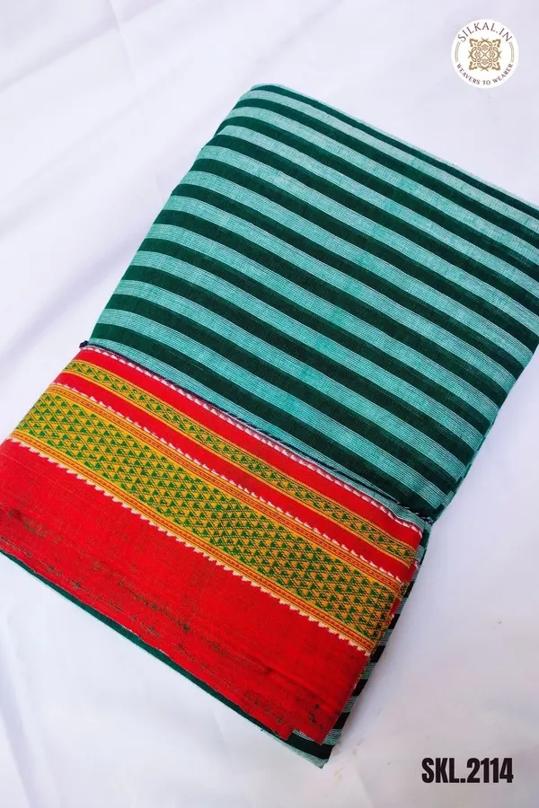 Patteda_Anchu_Stripe_With_Chikki_Paras_Border_Saree_Code-_SKL1253