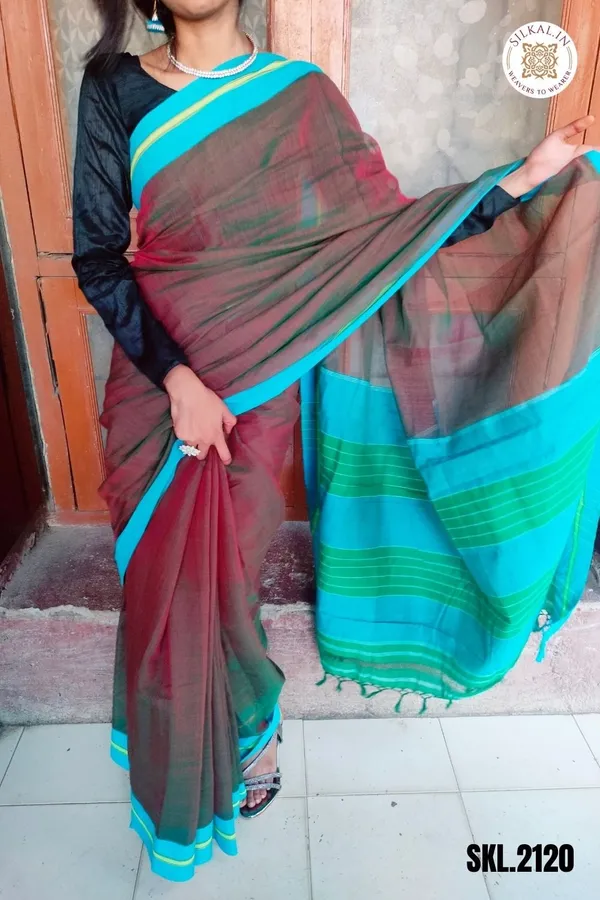 Patteda_Anchu_Plain_Design_With_Plain_Border_Saree_Code-_SKL1540