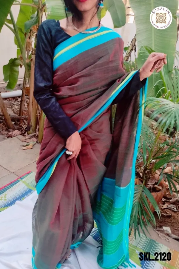 Patteda_Anchu_Plain_Design_With_Plain_Border_Saree_Code-_SKL1540
