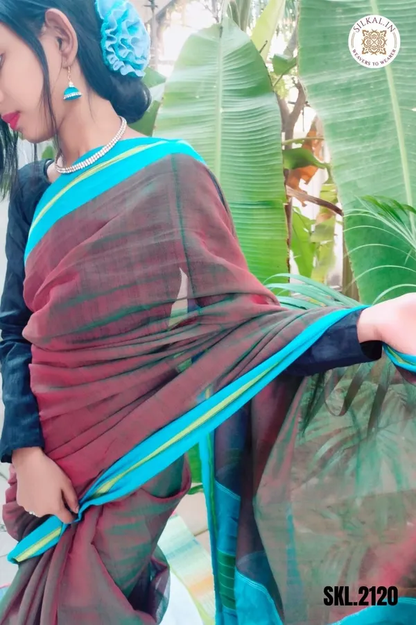 Patteda_Anchu_Plain_Design_With_Plain_Border_Saree_Code-_SKL1540