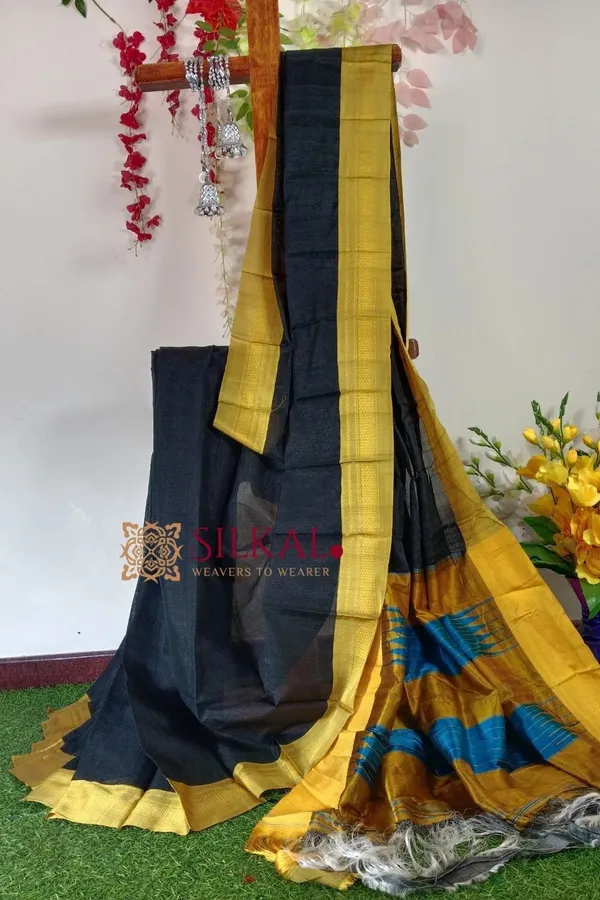 Ilkal_Handloom_Viscose_Cotton_Silk_Chikki_Paras_Border_Saree_Saree_Code-_SKL1698