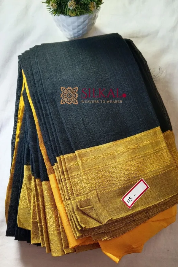 Ilkal_Handloom_Viscose_Cotton_Silk_Chikki_Paras_Border_Saree_Saree_Code-_SKL1698