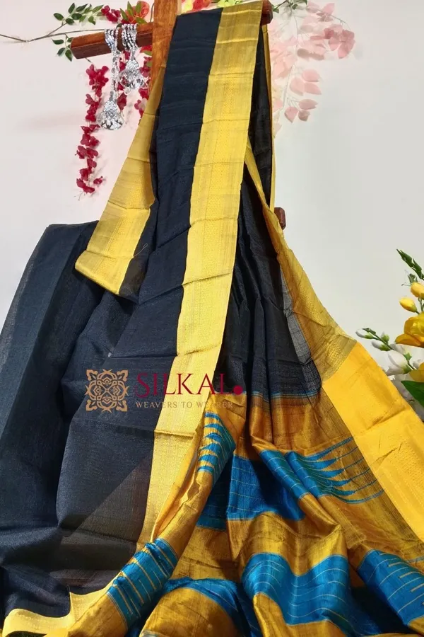 Ilkal_Handloom_Viscose_Cotton_Silk_Chikki_Paras_Border_Saree_Saree_Code-_SKL1698