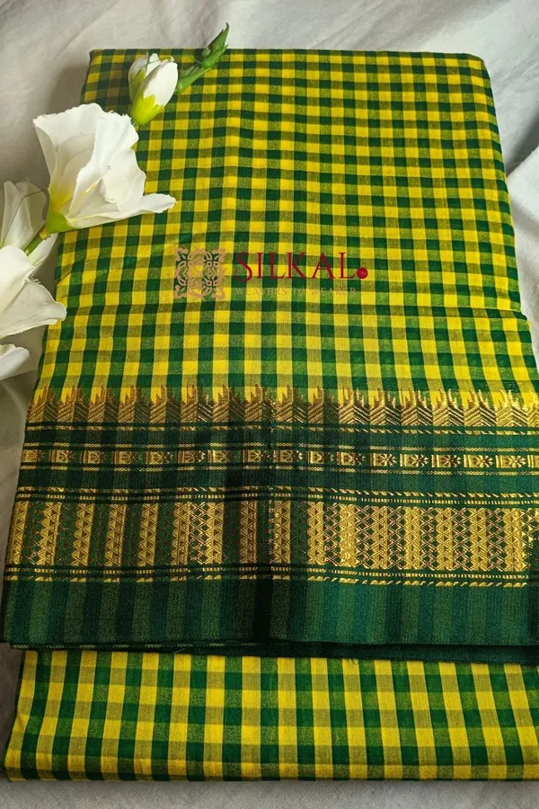 Ilkal_Small_Check_Cotton_Silk_Saree_Code-_SKL1037