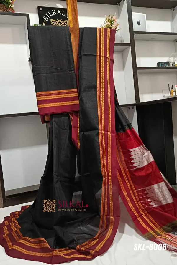 Ilkal_Handloom_Viscose_Silk_Gayatri_Border_Saree_Saree_Code-_SKL1256