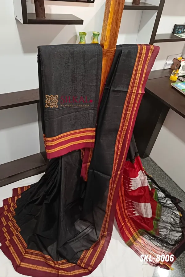 Ilkal_Handloom_Viscose_Silk_Gayatri_Border_Saree_Saree_Code-_SKL1256