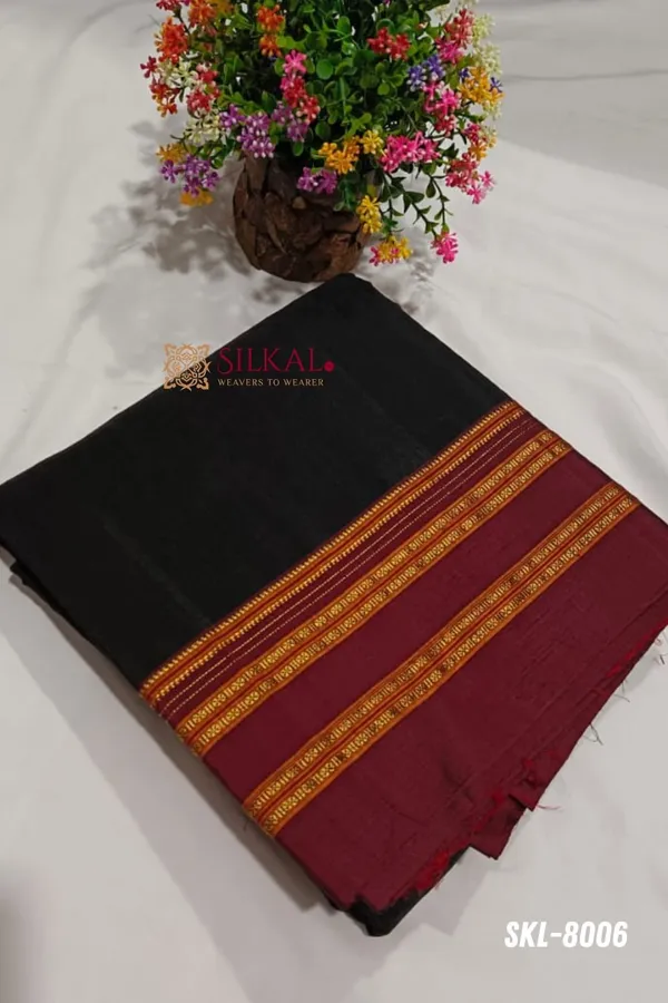 Ilkal_Handloom_Viscose_Silk_Gayatri_Border_Saree_Saree_Code-_SKL1256