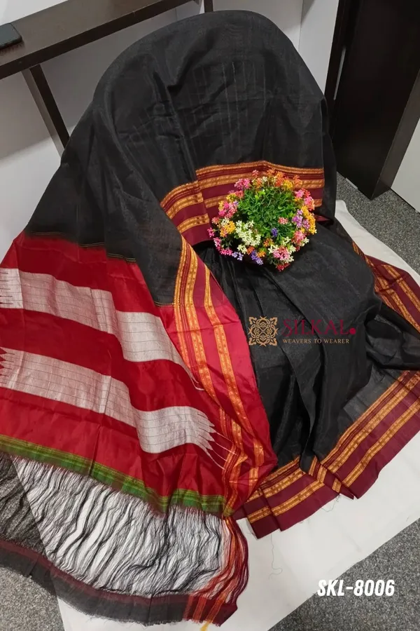 Ilkal_Handloom_Viscose_Silk_Gayatri_Border_Saree_Saree_Code-_SKL1256