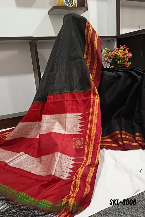 Ilkal_Handloom_Viscose_Silk_Gayatri_Border_Saree_Saree_Code-_SKL1256