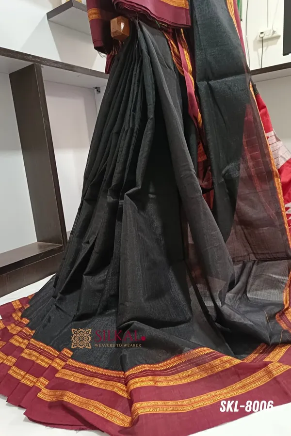Ilkal_Handloom_Viscose_Silk_Gayatri_Border_Saree_Saree_Code-_SKL1256