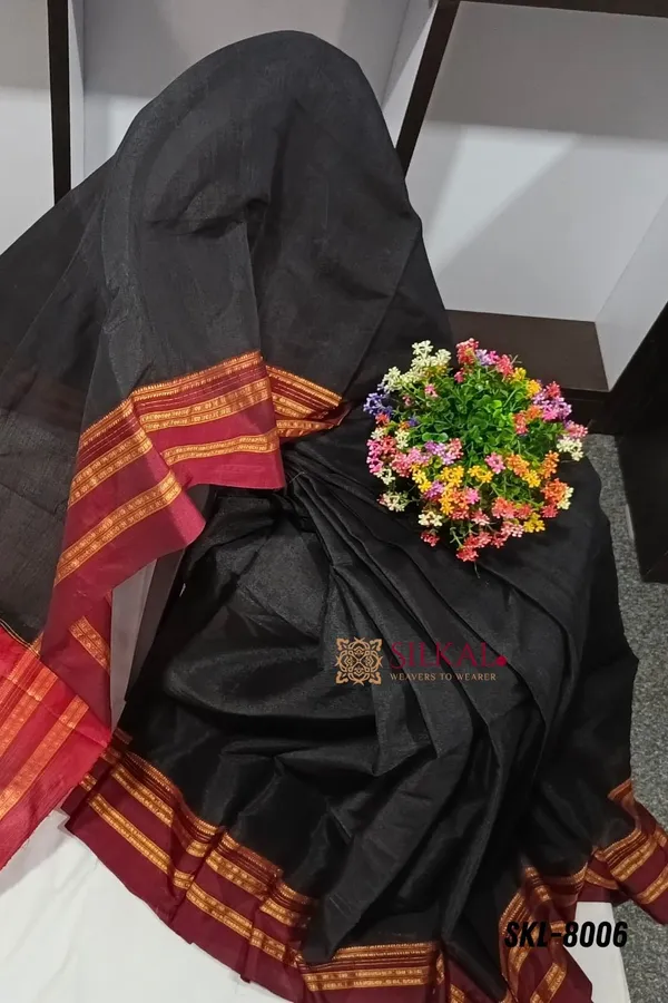 Ilkal_Handloom_Viscose_Silk_Gayatri_Border_Saree_Saree_Code-_SKL1256