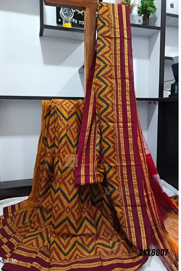 Ilkal_Handloom_Print_Viscose_Silk_Gayatri_Border_Saree_Saree_Code-_SKL1027