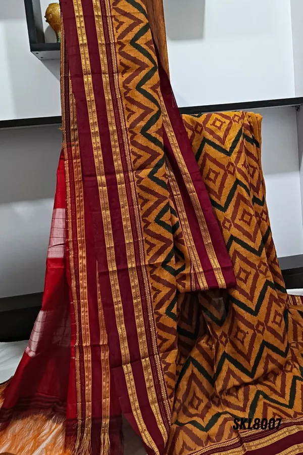 Ilkal_Handloom_Print_Viscose_Silk_Gayatri_Border_Saree_Saree_Code-_SKL1027