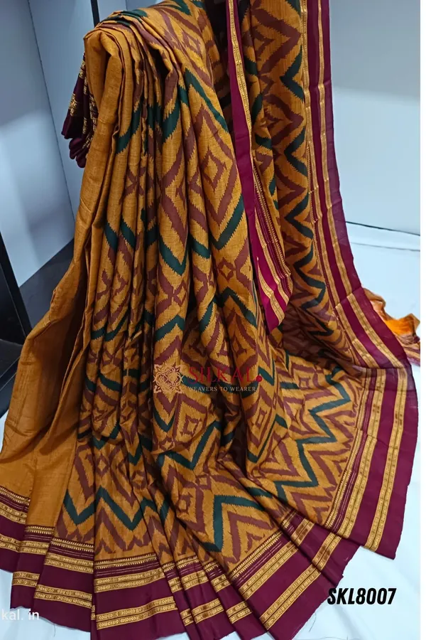 Ilkal_Handloom_Print_Viscose_Silk_Gayatri_Border_Saree_Saree_Code-_SKL1027