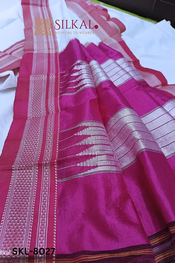 Ilkal_Handloom_Cotton_Silk_Chikki_Paras_Border_Saree_Code-_SKL1117