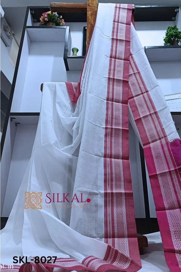 Ilkal_Handloom_Cotton_Silk_Chikki_Paras_Border_Saree_Code-_SKL1117