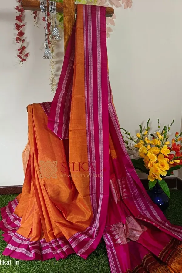 Ilkal_Handloom_Viscose_Cotton_Silk_Gayatri_Border_Saree_Code-_SKL1221