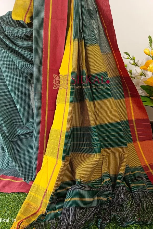Patteda_Anchu_Pure_Cotton_Handloom_Saree_Saree_Code-_SKL1083