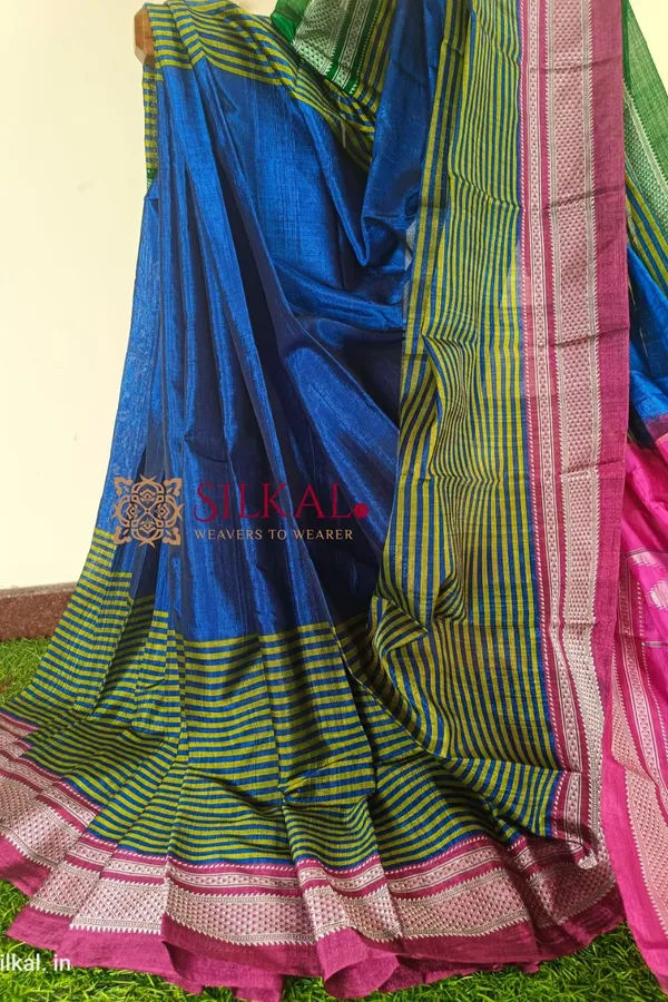 Ilkal_Handloom_Viscose_Cotton_Silk_Chikki_Paras_Border_Saree_Saree_Code-_SKL1028