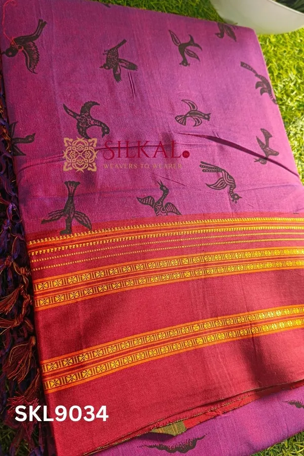 Ilkal_Print_Viscose_Silk_Gayatri_Border_Saree_Saree_Code-_SKL1613