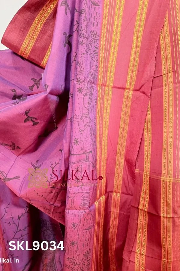 Ilkal_Print_Viscose_Silk_Gayatri_Border_Saree_Saree_Code-_SKL1613