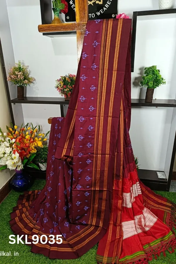 Ilkal_Print_Viscose_Silk_Gayatri_Border_Saree_Saree_Code-_SKL1614