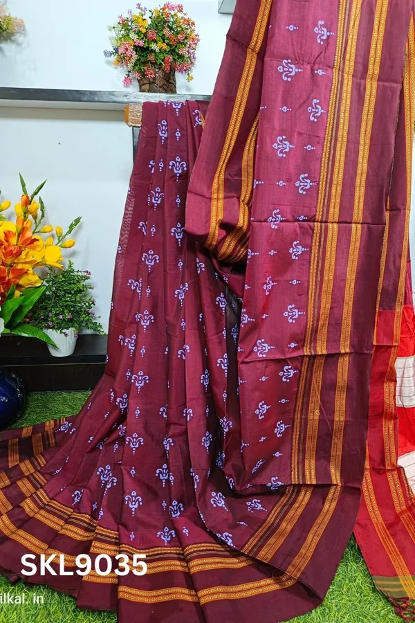 Ilkal_Print_Viscose_Silk_Gayatri_Border_Saree_Saree_Code-_SKL1614