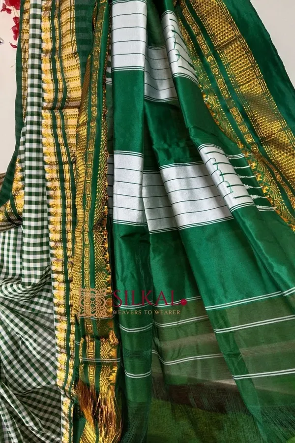 Ilkal_Small_Check_Cotton_Silk_Saree_Saree_Code-_SKL1007