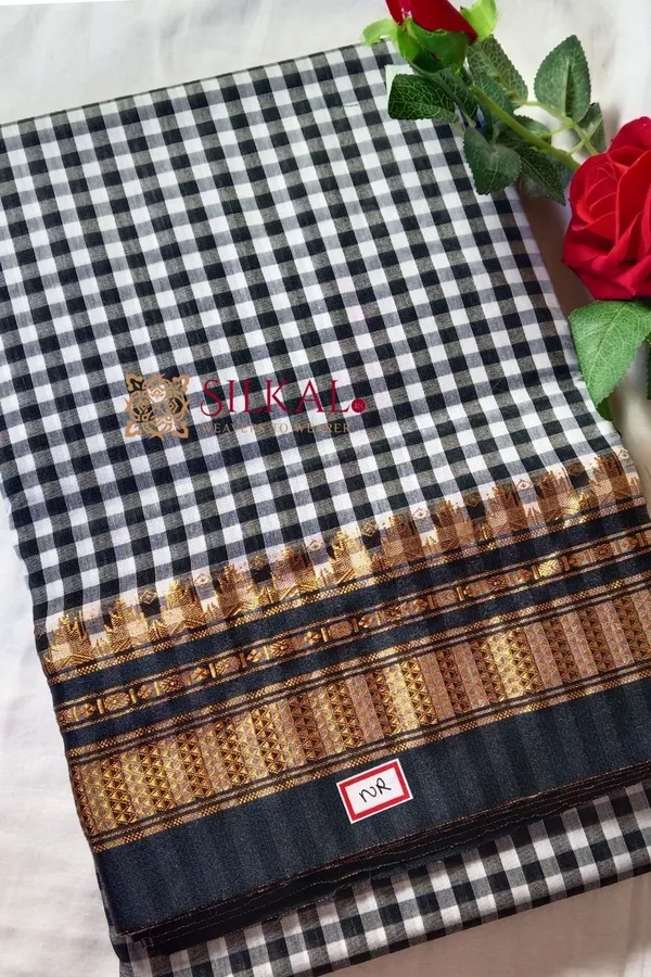 Ilkal_Small_Check_Cotton_Silk_Saree_Code-_SKL1052