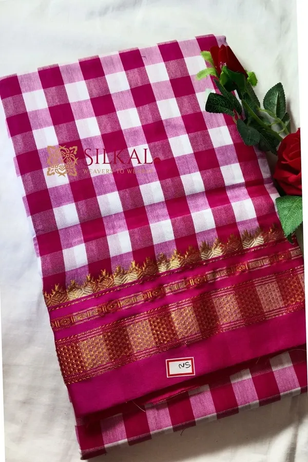 Ilkal_Cotton_Silk_Big_Checks_Saree_Saree_Code-_SKL1010