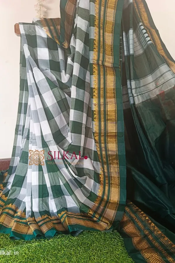 Ilkal_Cotton_Silk_Big_Checks_Saree_Code-_SKL1699