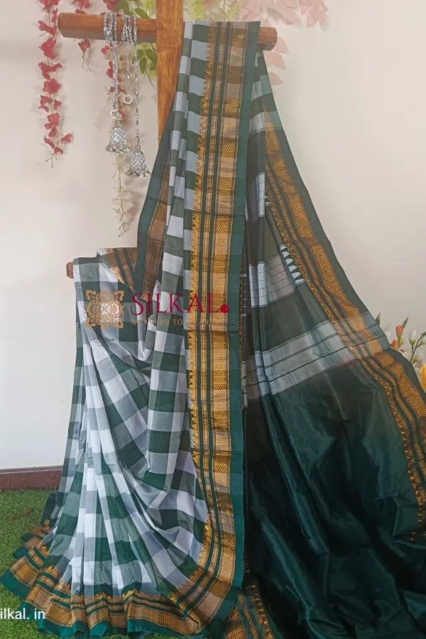 Ilkal_Cotton_Silk_Big_Checks_Saree_Code-_SKL1699