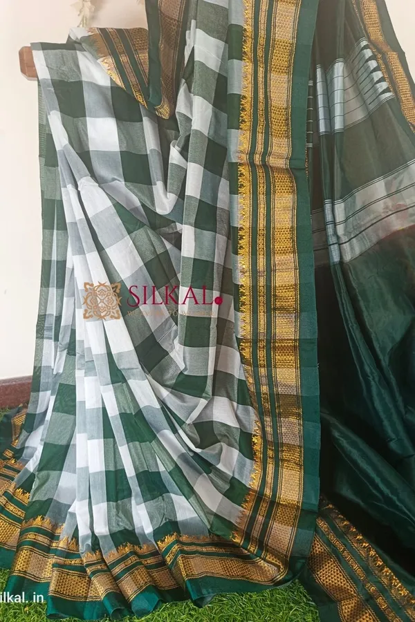 Ilkal_Cotton_Silk_Big_Checks_Saree_Code-_SKL1699