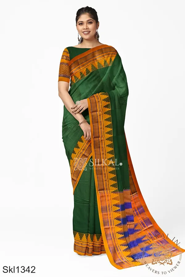 Ilkal_Plain_Temple_Border_Saree_Code-_SKL1556