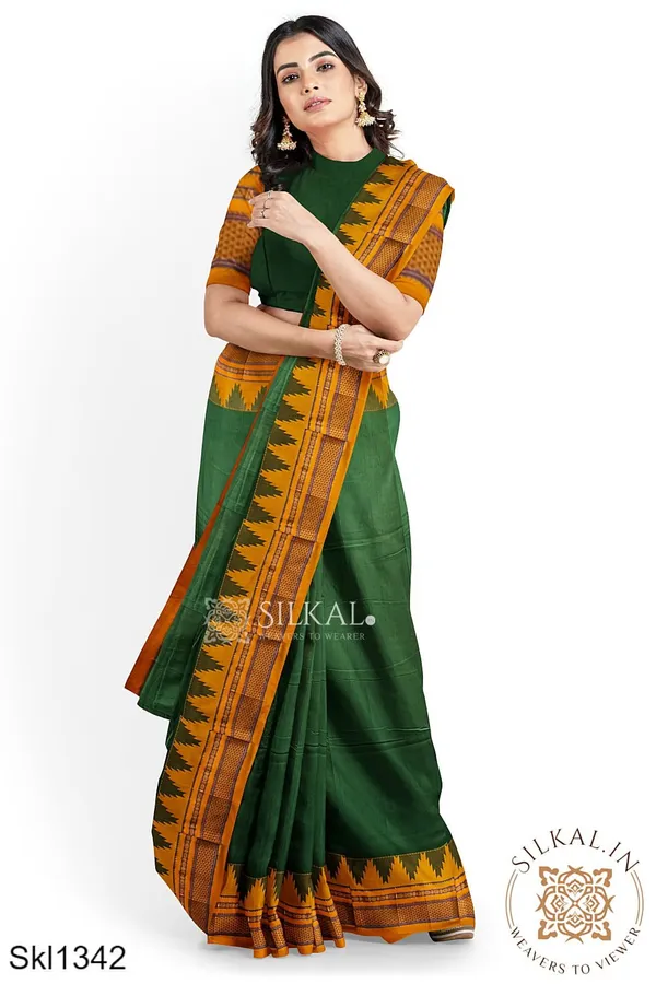 Ilkal_Plain_Temple_Border_Saree_Code-_SKL1556