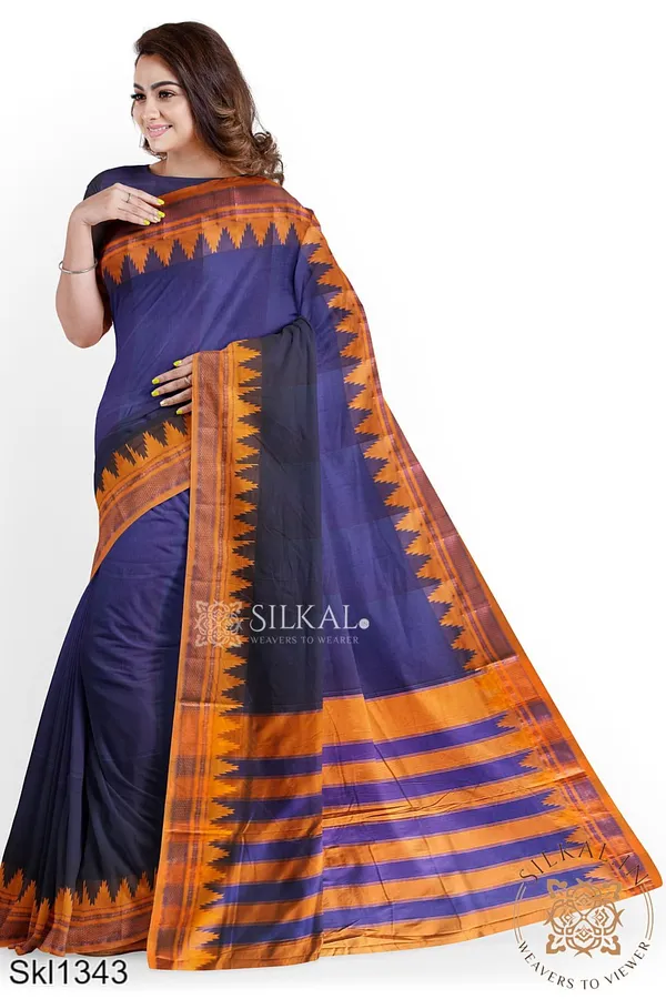 Ilkal_Plain_Temple_Border_Saree_Saree_Code-_SKL1557
