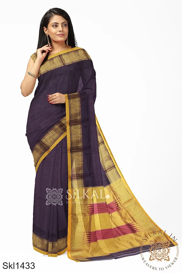 Ilkal_Embossed_With_Mercerized_Cotton_Saree_Code-_SKL1367