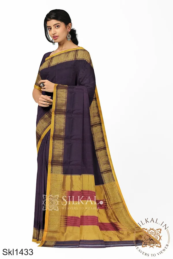 Ilkal_Embossed_With_Mercerized_Cotton_Saree_Code-_SKL1367