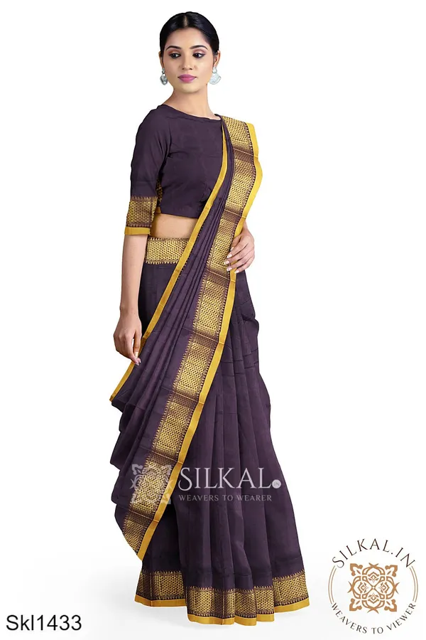 Ilkal_Embossed_With_Mercerized_Cotton_Saree_Code-_SKL1367