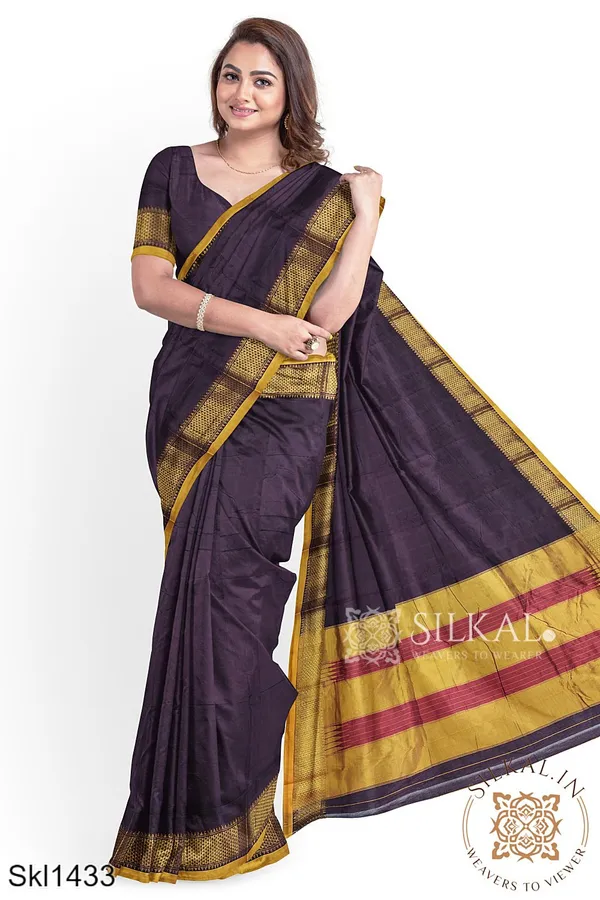 Ilkal_Embossed_With_Mercerized_Cotton_Saree_Code-_SKL1367