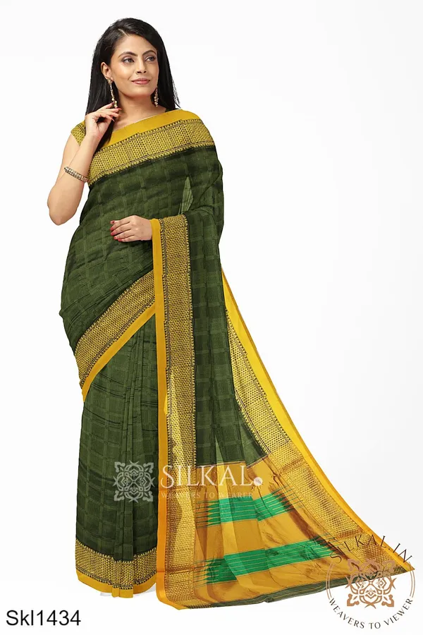 Ilkal_Embossed_With_Mercerized_Cotton_Saree_Saree_Code-_SKL1587