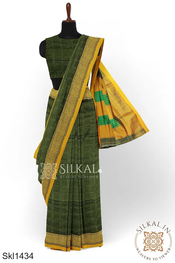 Ilkal_Embossed_With_Mercerized_Cotton_Saree_Saree_Code-_SKL1587