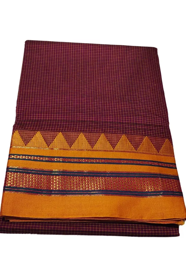 Ilkal_Embossed_With_Mercerized_Cotton_Saree_Saree_Code-_SKL1368
