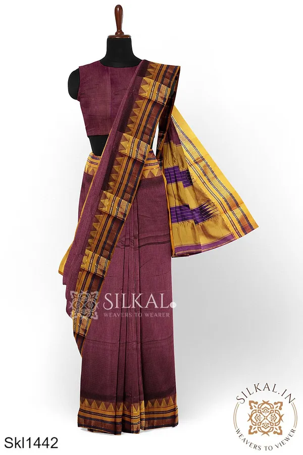 Ilkal_Embossed_With_Mercerized_Cotton_Saree_Saree_Code-_SKL1368