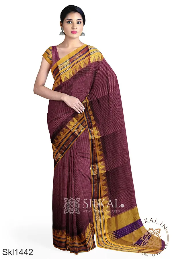 Ilkal_Embossed_With_Mercerized_Cotton_Saree_Saree_Code-_SKL1368